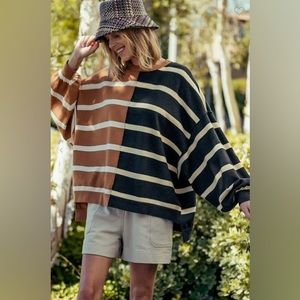 Free People Uptown Stripe Pullover, M/L